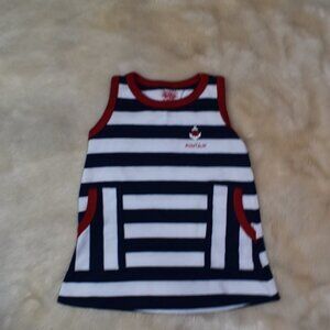 Baby Girls Red White & Blue Striped Sleeveless Dress Size 0/ 3-6 Months